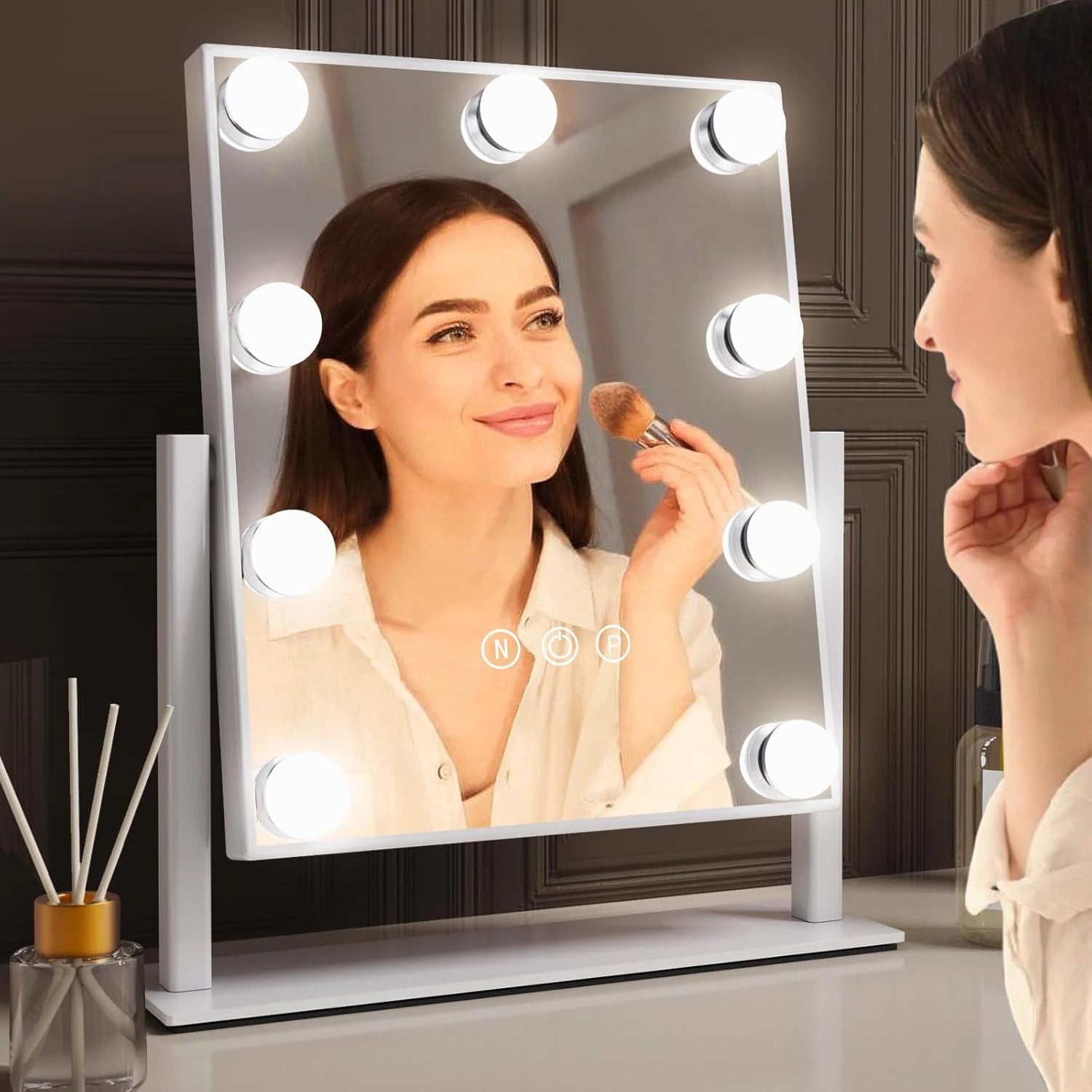 Rotating LED Makeup Mirror
