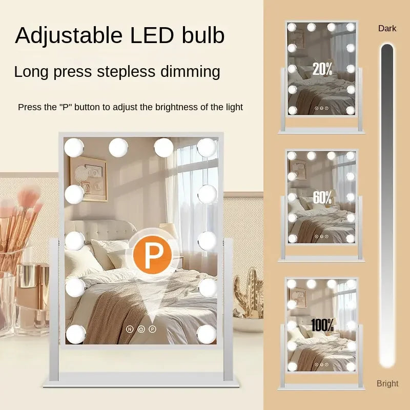 Rotating LED Makeup Mirror