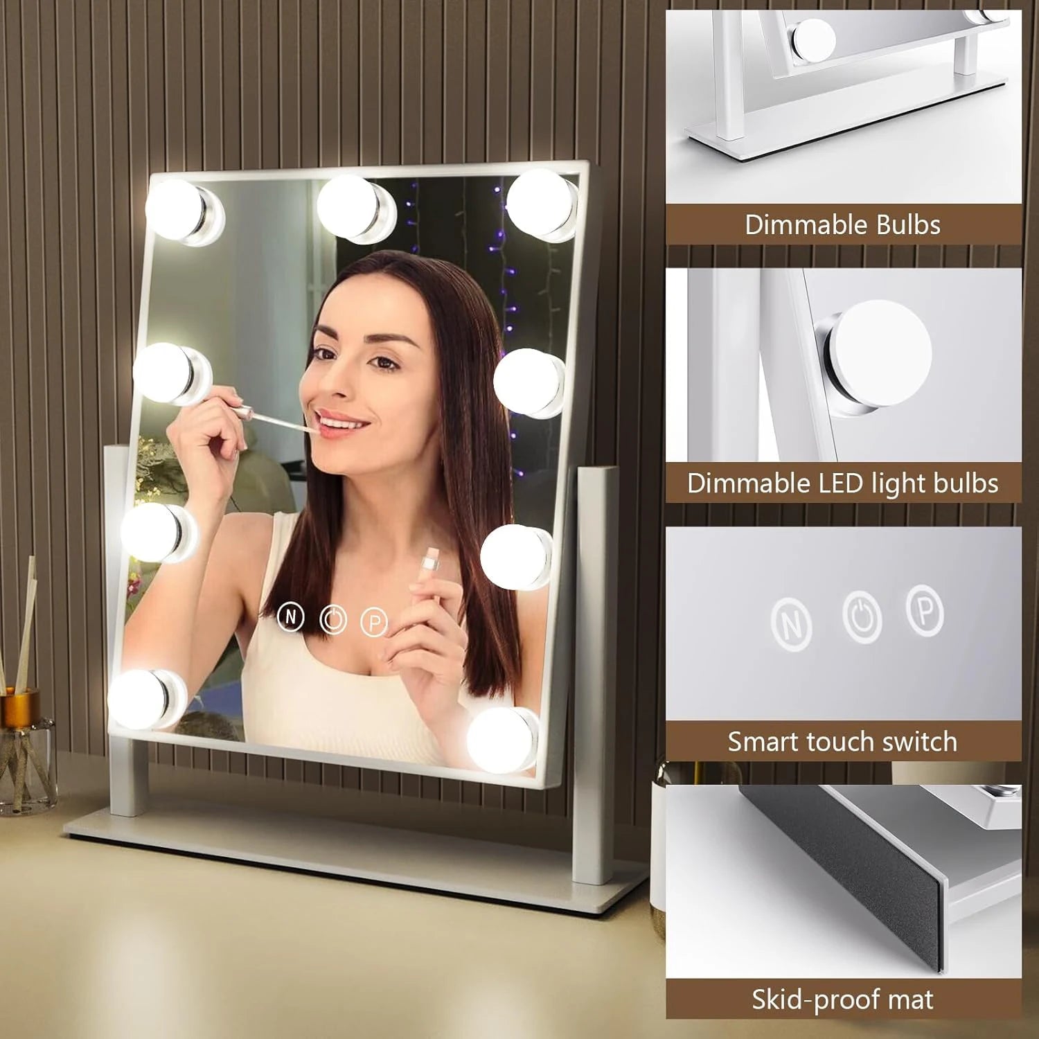 Rotating LED Makeup Mirror